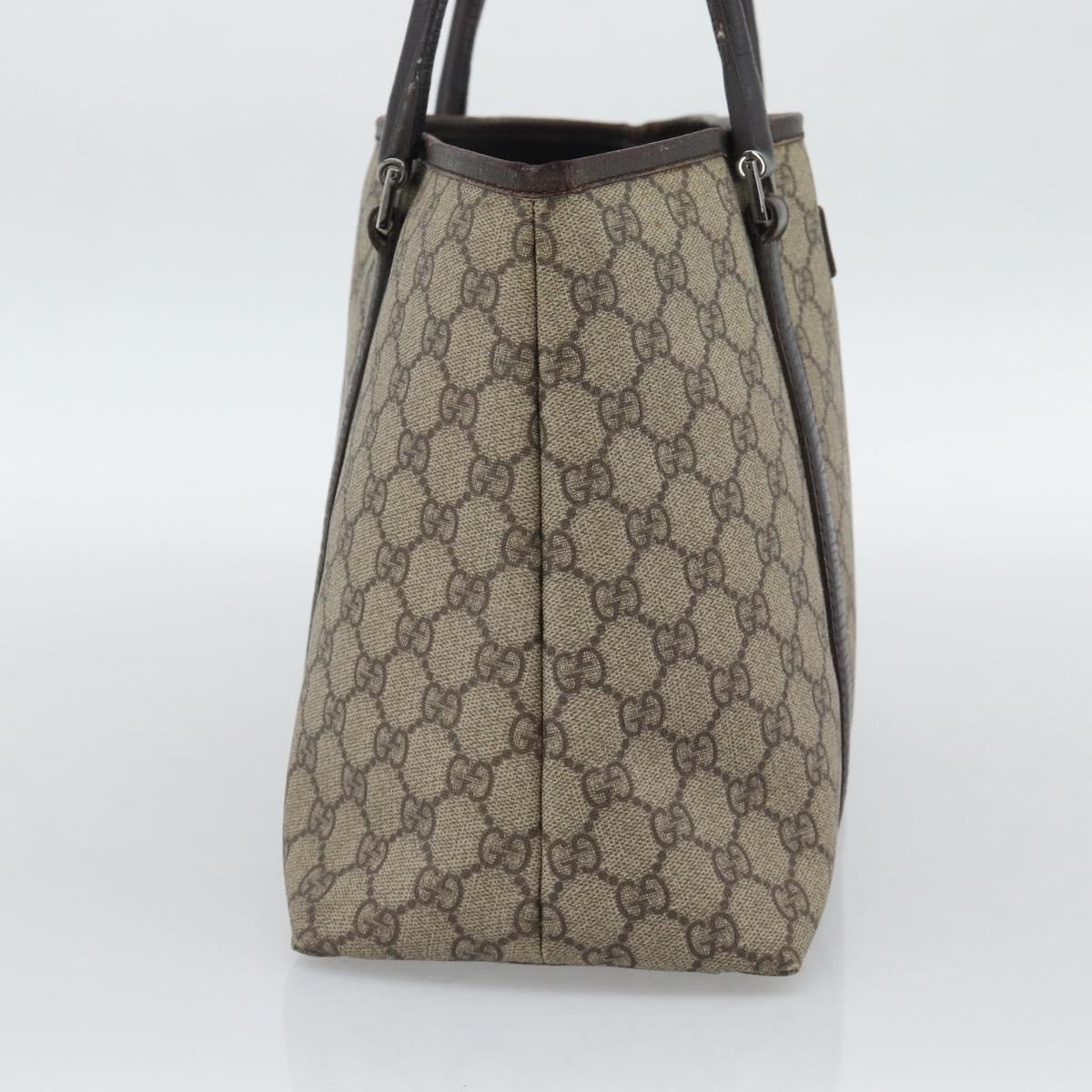 GUCCI GG Supreme Tote Bag PVC Beige Silver 114595 Auth 194324