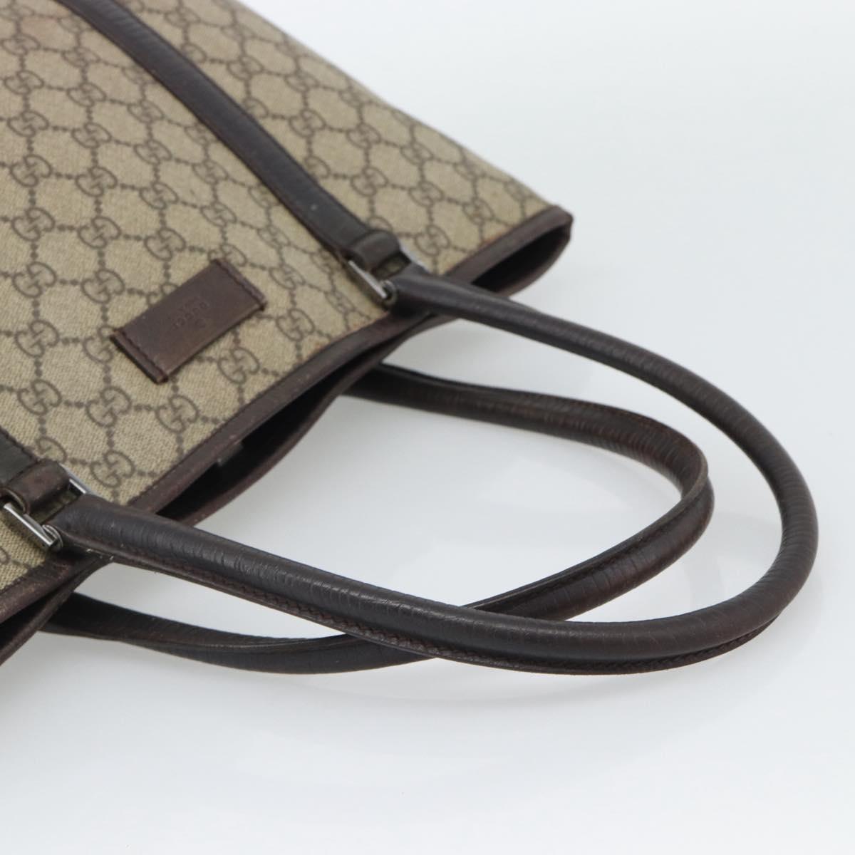 GUCCI GG Supreme Tote Bag PVC Beige Silver 114595 Auth 194324