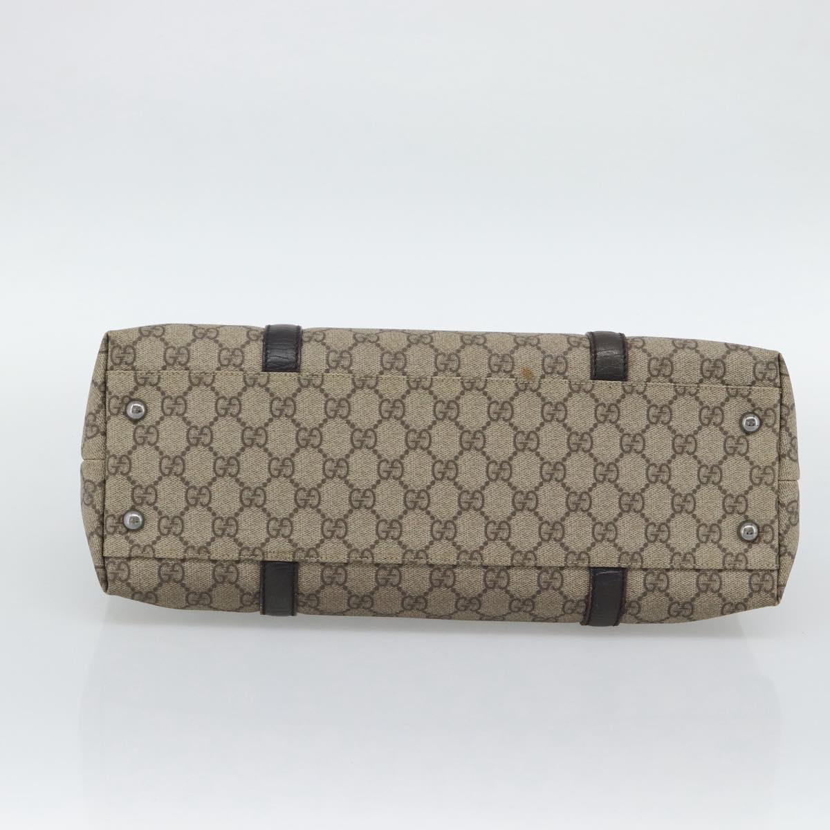 GUCCI GG Supreme Tote Bag PVC Beige Silver 114595 Auth 194324