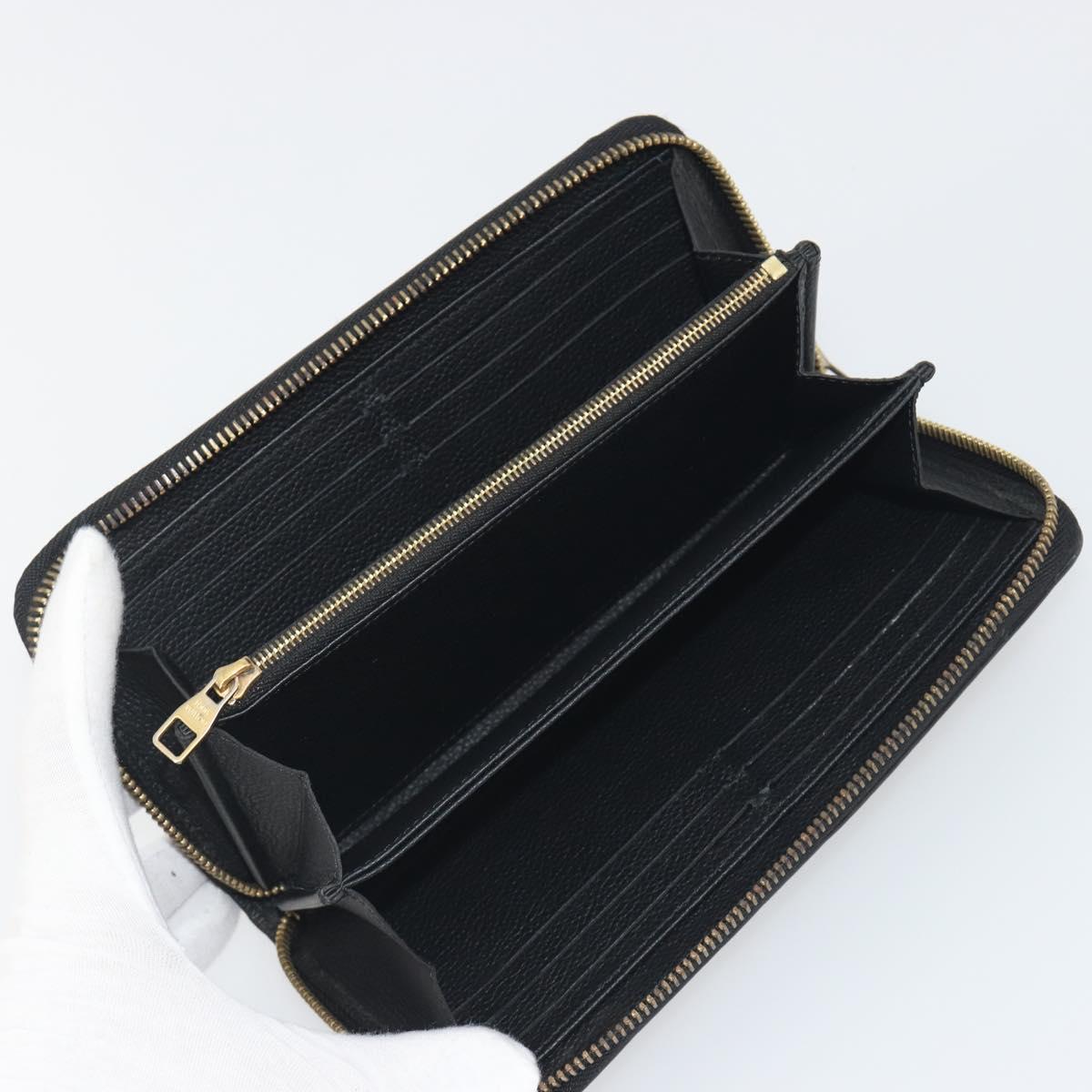 LOUIS VUITTON Monogram Empreinte Zippy Wallet Long Wallet Black M61864 LV Auth 194326A