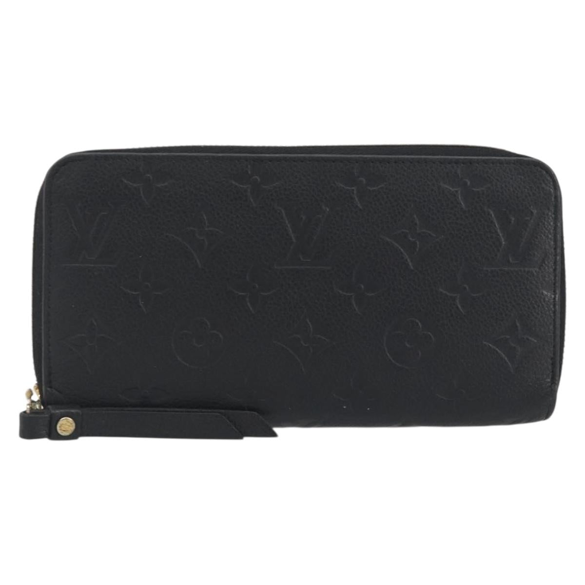 LOUIS VUITTON Monogram Empreinte Zippy Wallet Long Wallet Black M61864 LV Auth 194326A