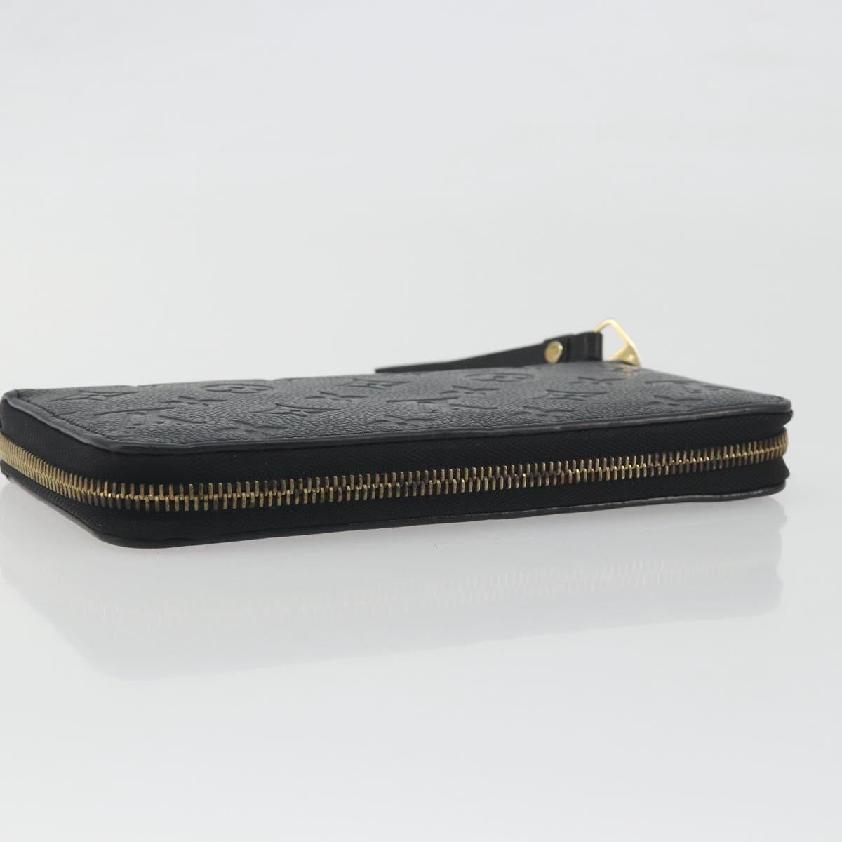 LOUIS VUITTON Monogram Empreinte Zippy Wallet Long Wallet Black M61864 LV Auth 194326A