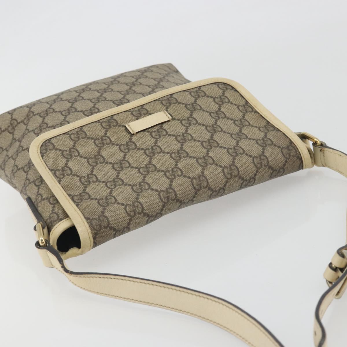 GUCCI GG Supreme Shoulder Bag PVC Beige Gold 223666 Auth 194327