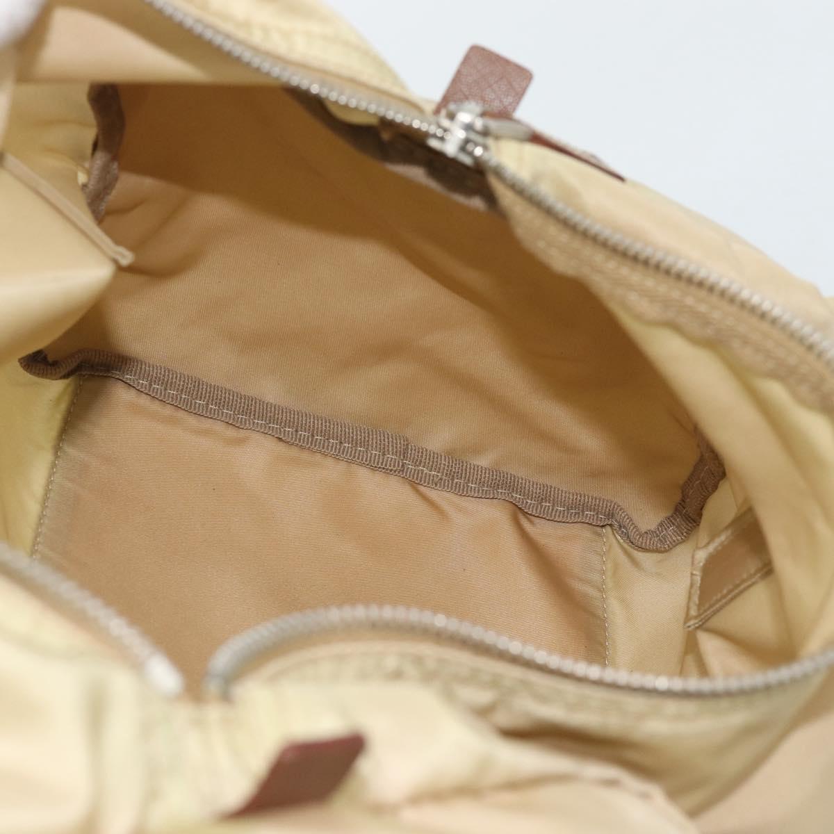PRADA Hand Bag Nylon Beige Silver Auth 194328A