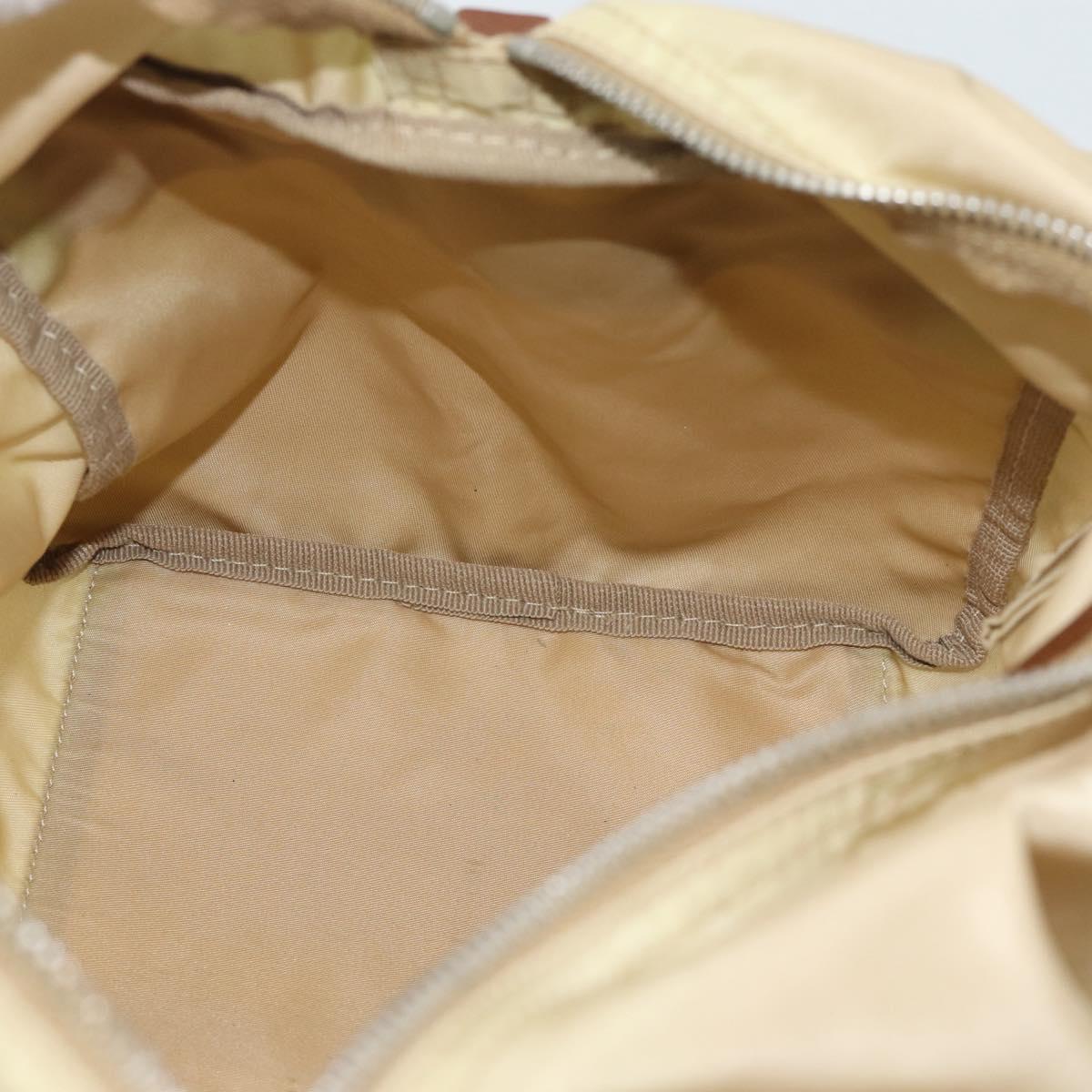PRADA Hand Bag Nylon Beige Silver Auth 194328A