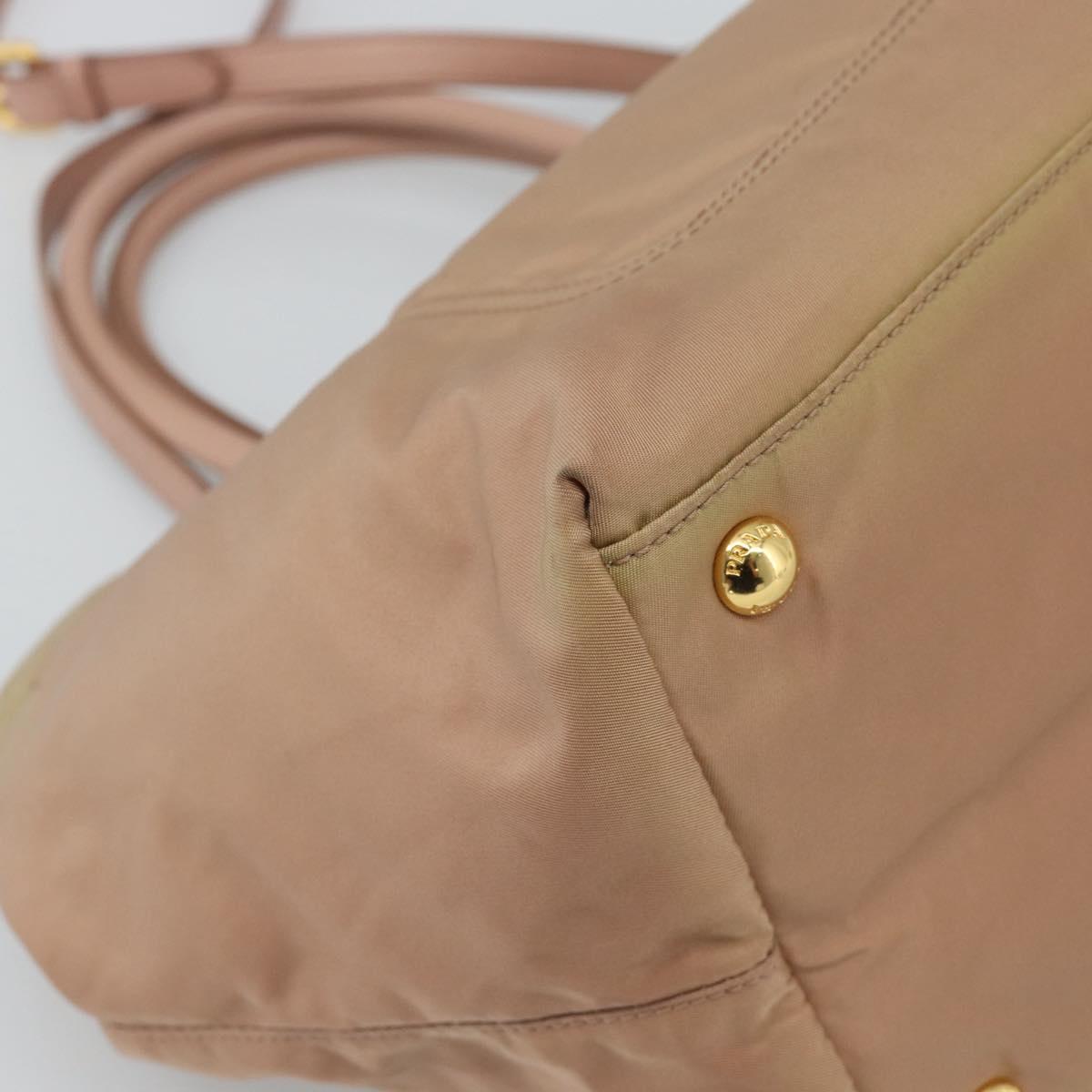 PRADA Hand Bag Nylon 2way Pink Gold Auth 194330