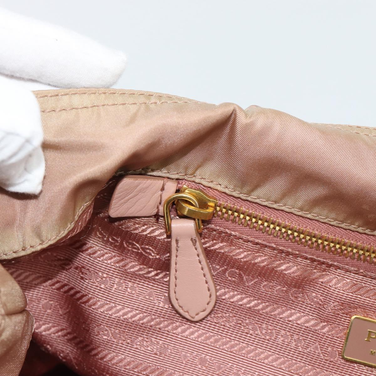 PRADA Hand Bag Nylon 2way Pink Gold Auth 194330
