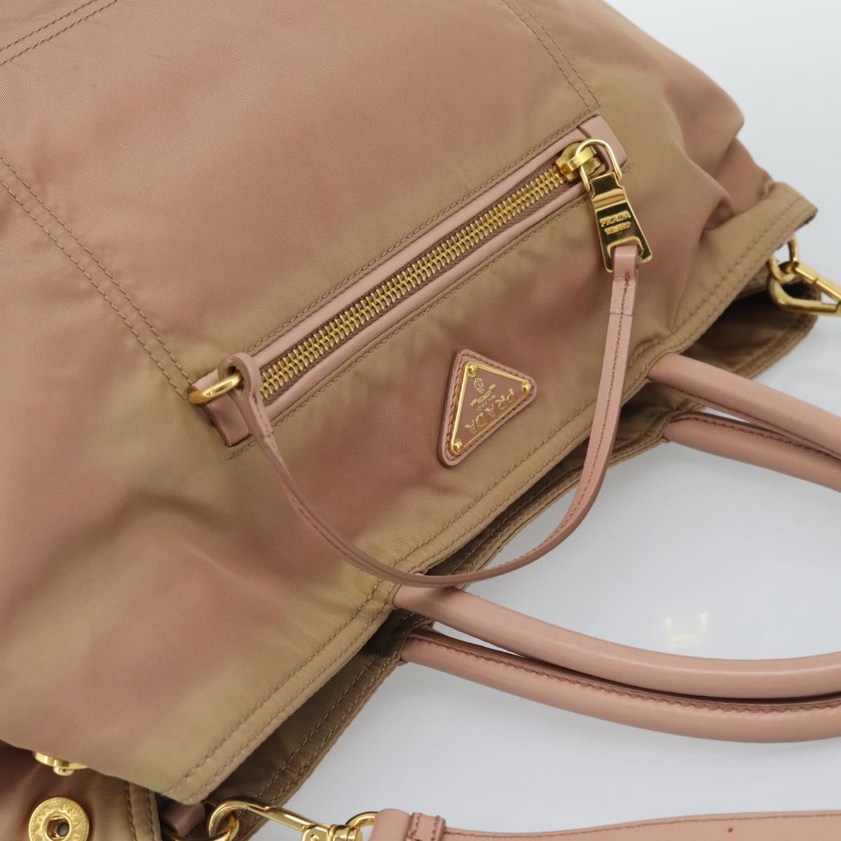 PRADA Hand Bag Nylon 2way Pink Gold Auth 194330
