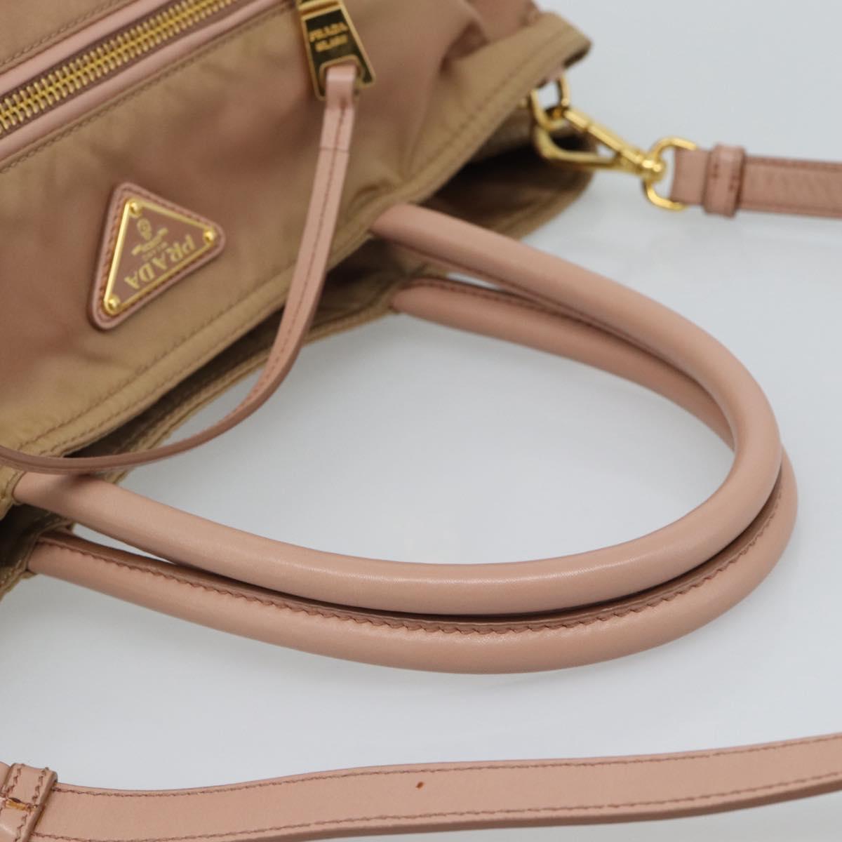 PRADA Hand Bag Nylon 2way Pink Gold Auth 194330