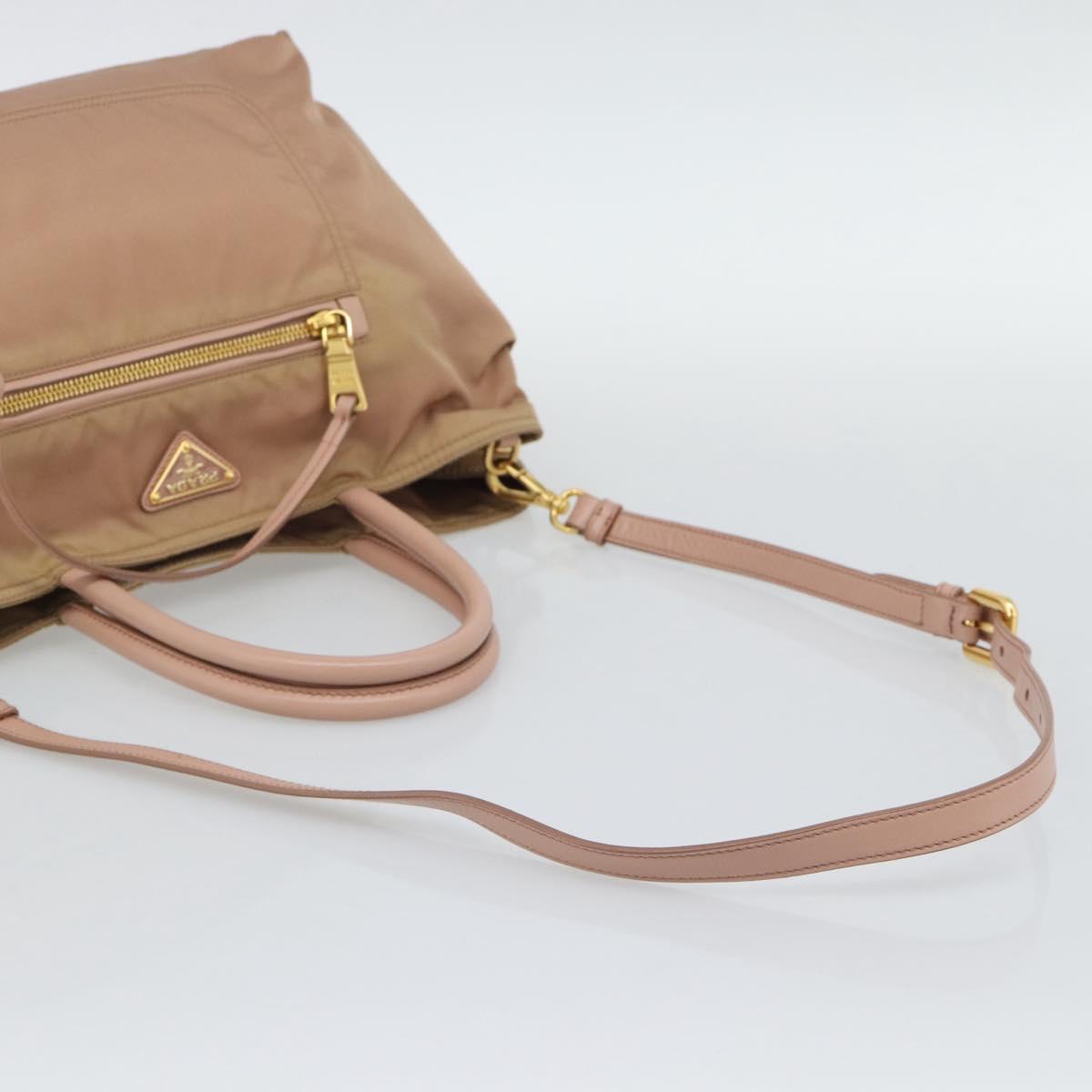 PRADA Hand Bag Nylon 2way Pink Gold Auth 194330