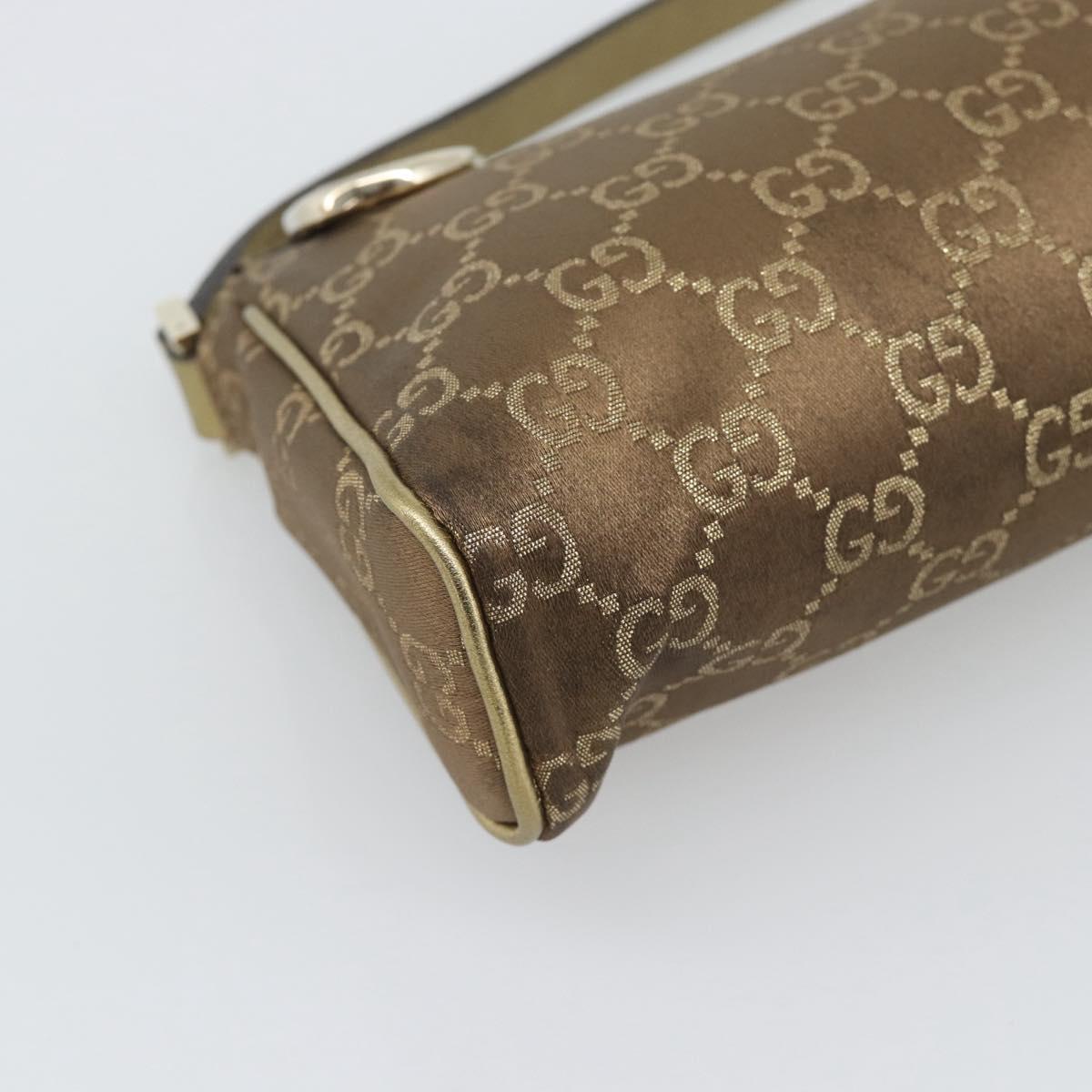 GUCCI GG Canvas Hand Bag Brown Gold 145750 Auth 194332A