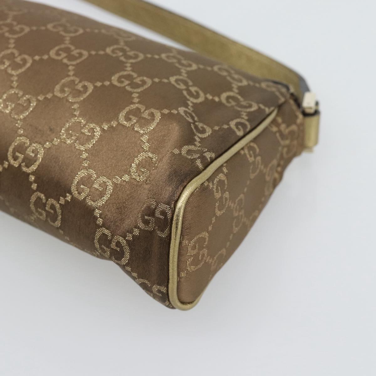 GUCCI GG Canvas Hand Bag Brown Gold 145750 Auth 194332A