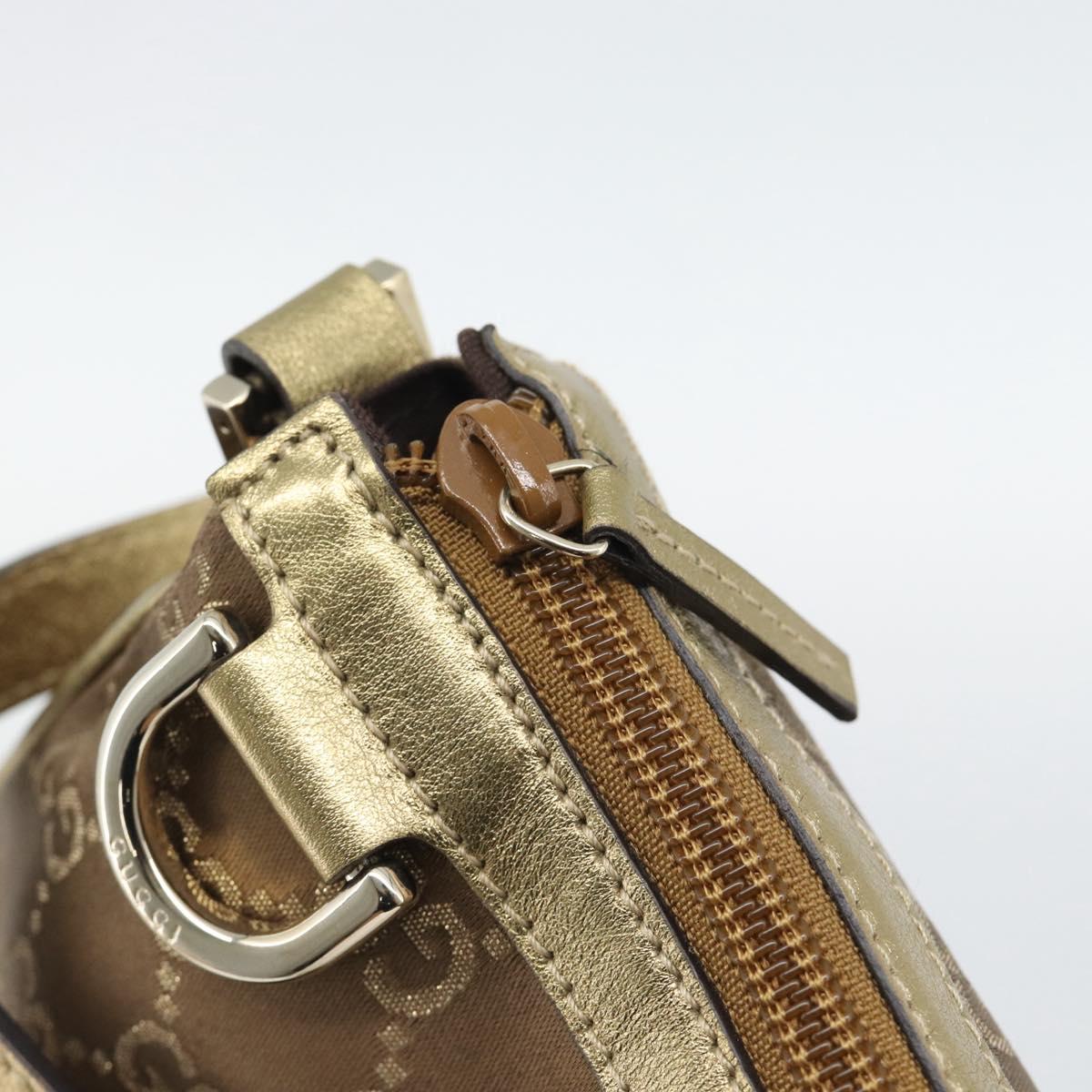 GUCCI GG Canvas Hand Bag Brown Gold 145750 Auth 194332A