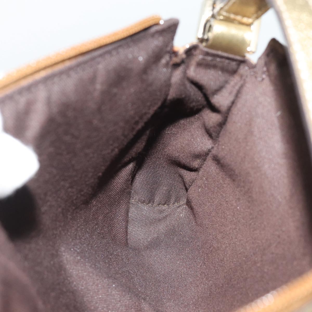 GUCCI GG Canvas Hand Bag Brown Gold 145750 Auth 194332A