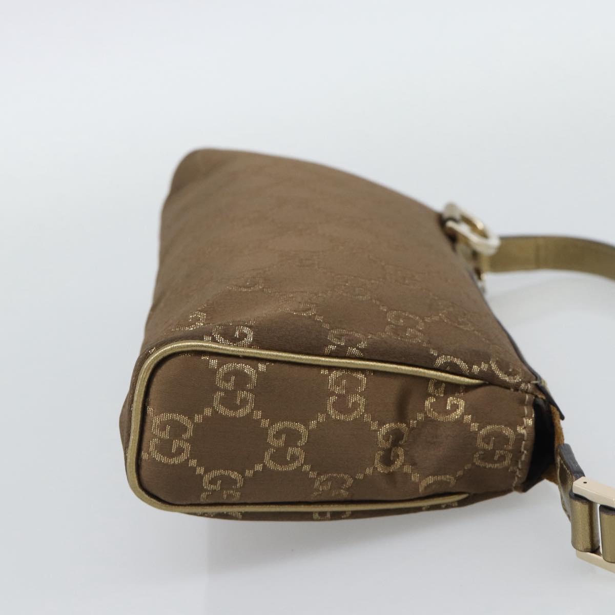 GUCCI GG Canvas Hand Bag Brown Gold 145750 Auth 194332A