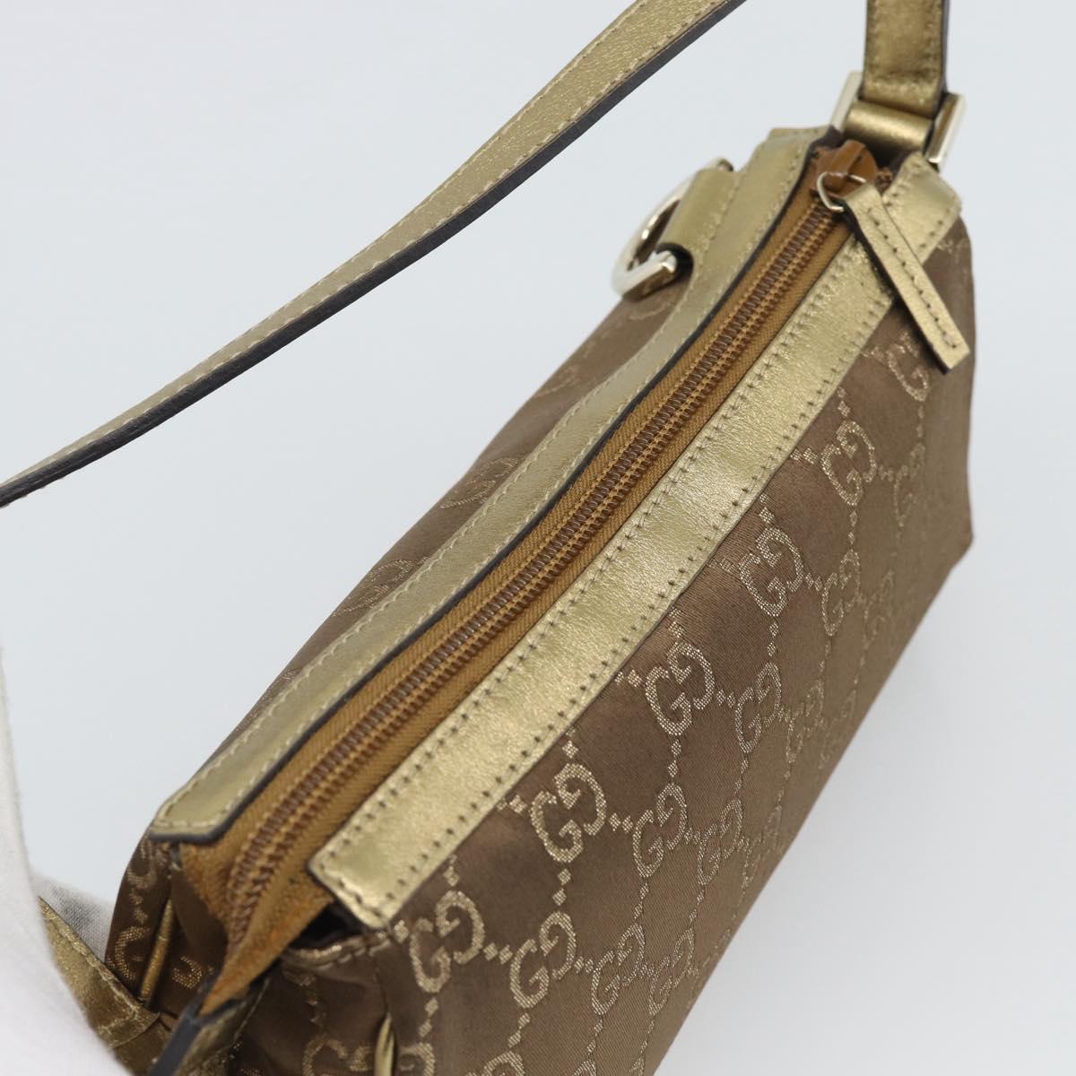 GUCCI GG Canvas Hand Bag Brown Gold 145750 Auth 194332A