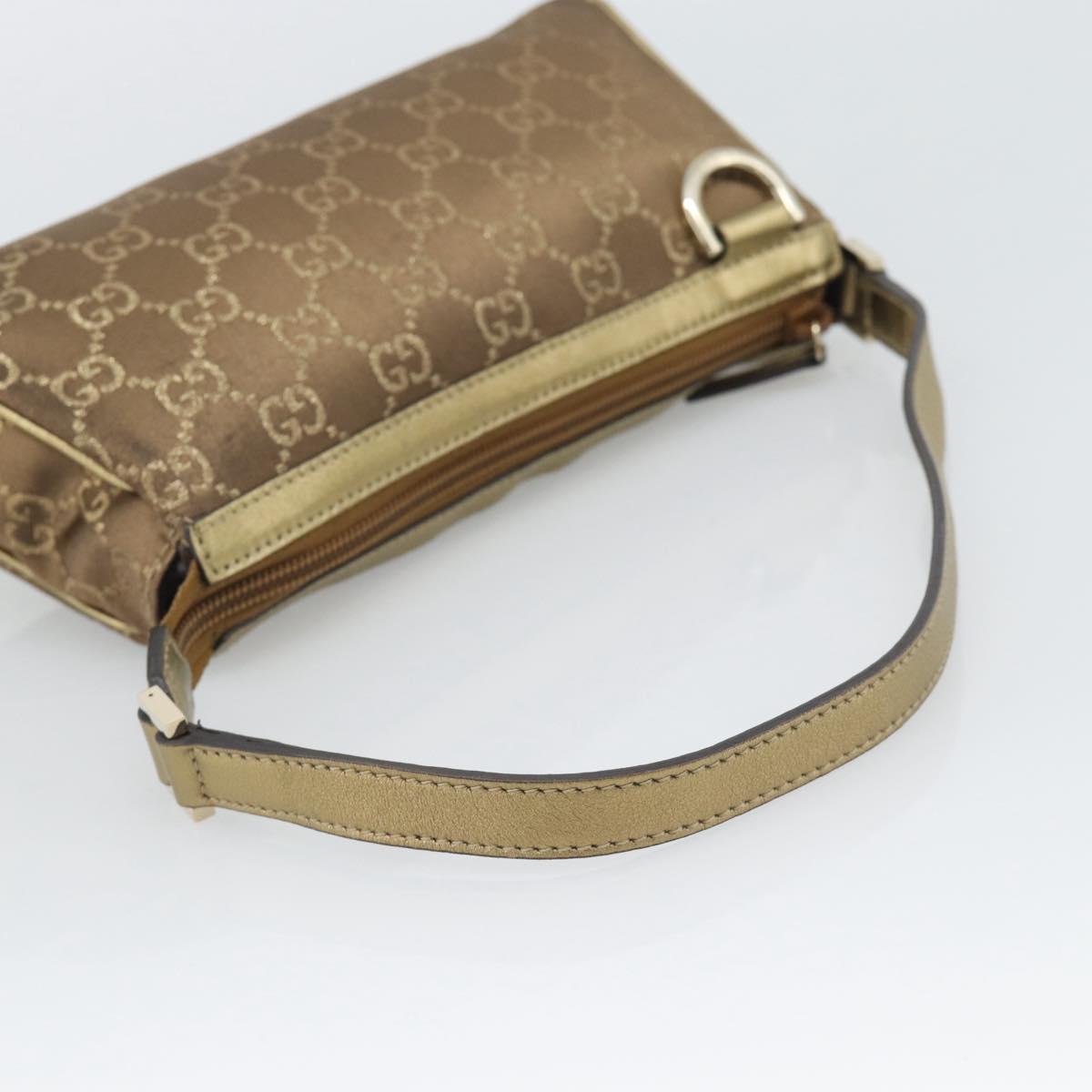 GUCCI GG Canvas Hand Bag Brown Gold 145750 Auth 194332A