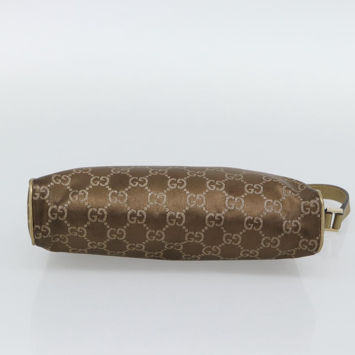 GUCCI GG Canvas Hand Bag Brown Gold 145750 Auth 194332A