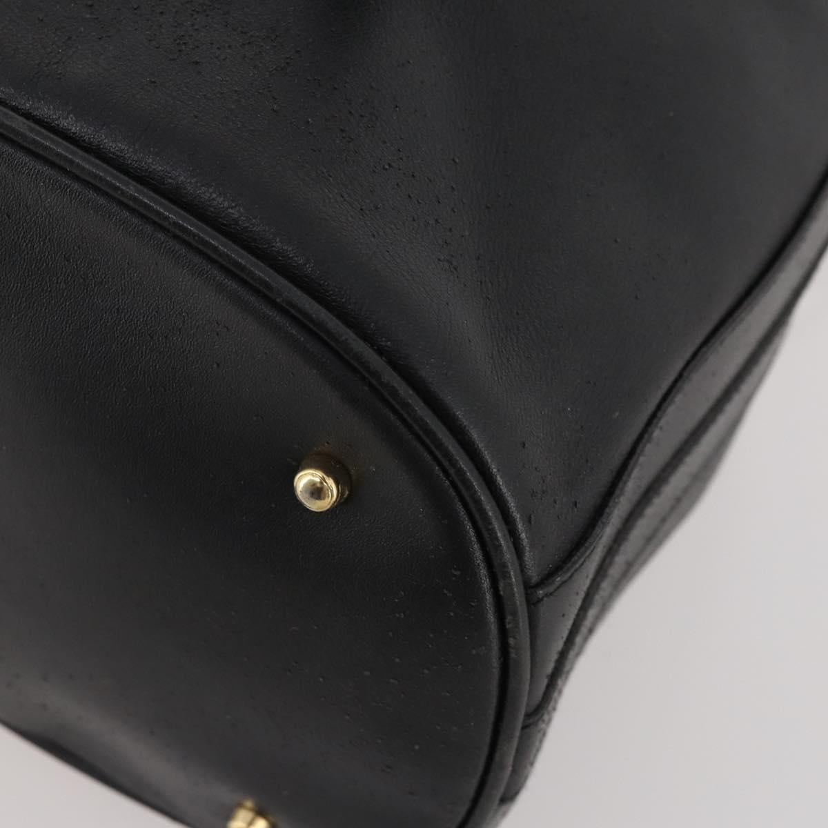 GUCCI Bamboo Hand Bag Leather Black Gold 001 2684 1657 Auth 194334