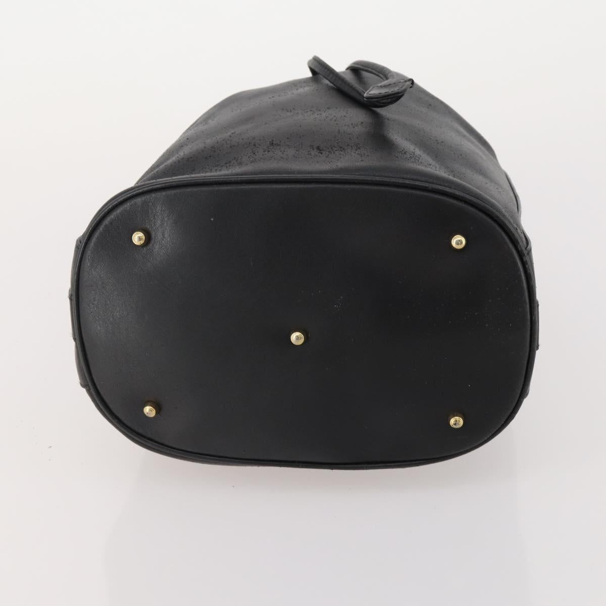 GUCCI Bamboo Hand Bag Leather Black Gold 001 2684 1657 Auth 194334