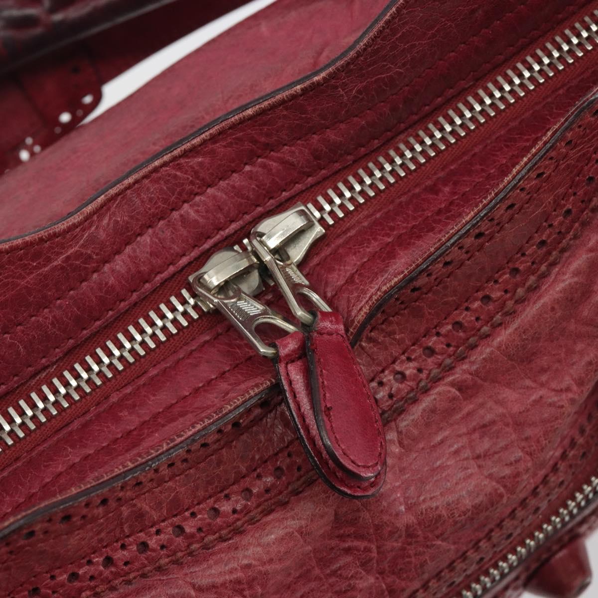 BALENCIAGA The Giant City Hand Bag Leather 2way Red Silver 204529 Auth 194336V