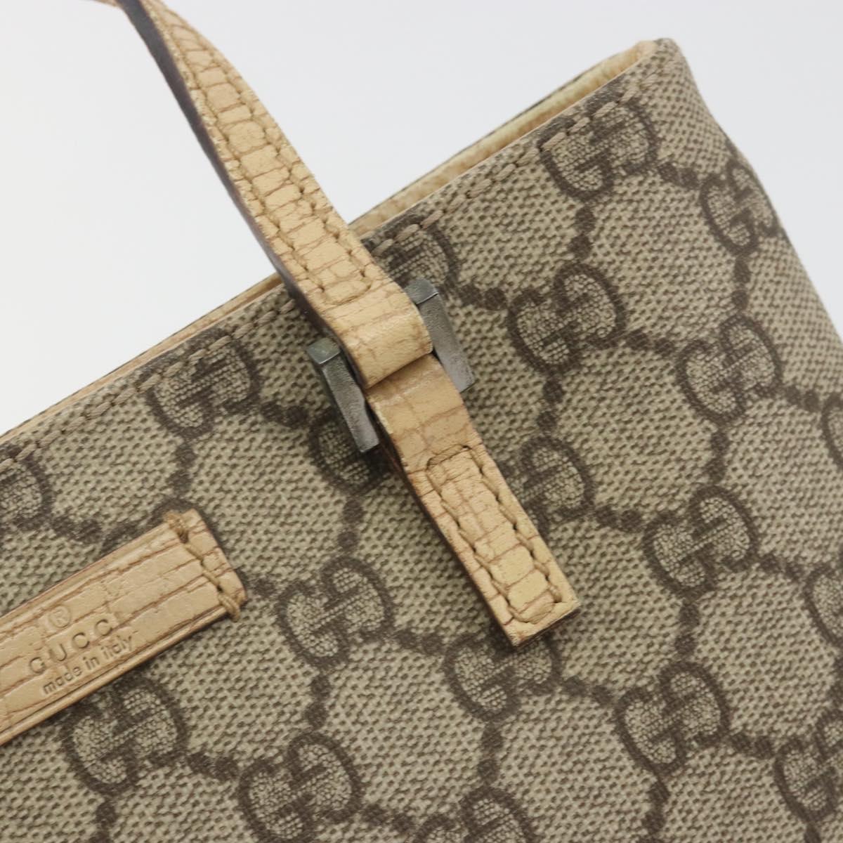 GUCCI GG Supreme Hand Bag PVC Beige Silver 114599 Auth 194338A