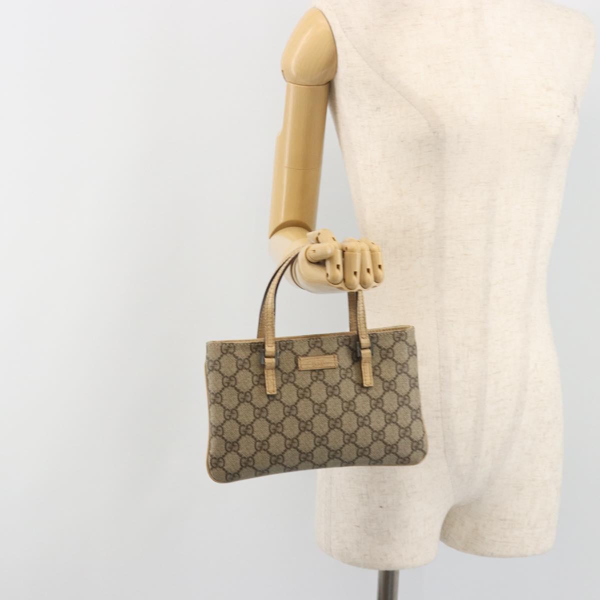 GUCCI GG Supreme Hand Bag PVC Beige Silver 114599 Auth 194338A