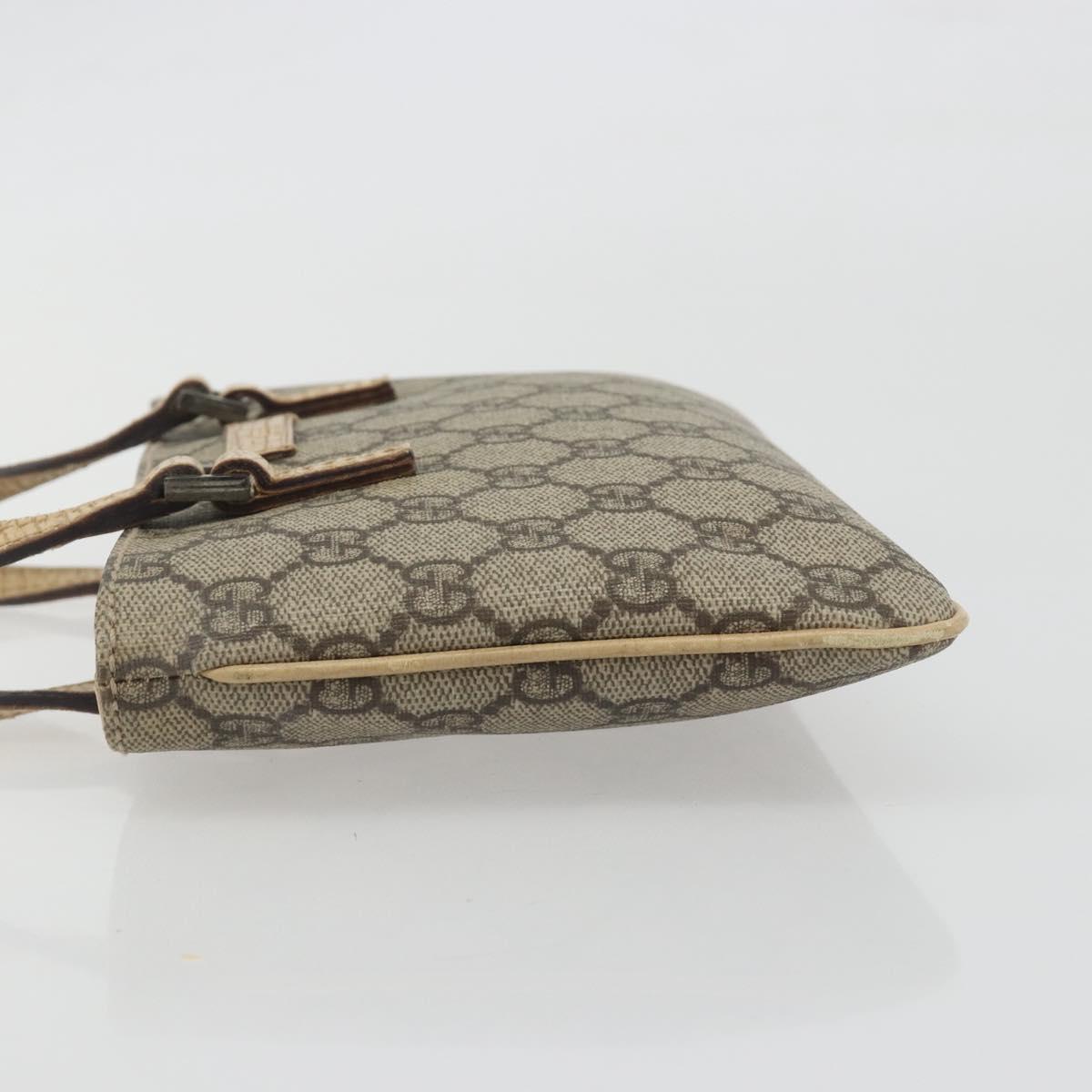GUCCI GG Supreme Hand Bag PVC Beige Silver 114599 Auth 194338A