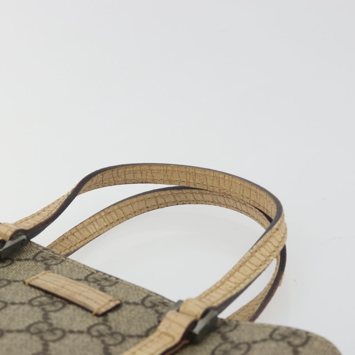 GUCCI GG Supreme Hand Bag PVC Beige Silver 114599 Auth 194338A