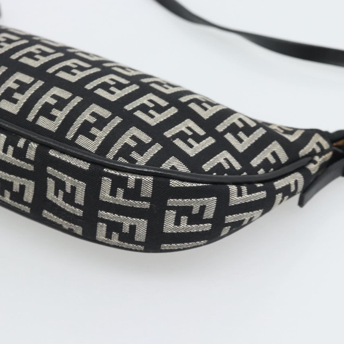 FENDI Zucchino Canvas Accessory Pouch Black Silver Auth 194342A