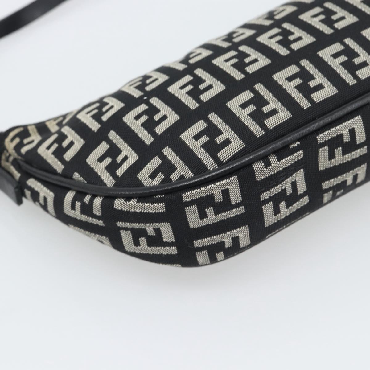 FENDI Zucchino Canvas Accessory Pouch Black Silver Auth 194342A