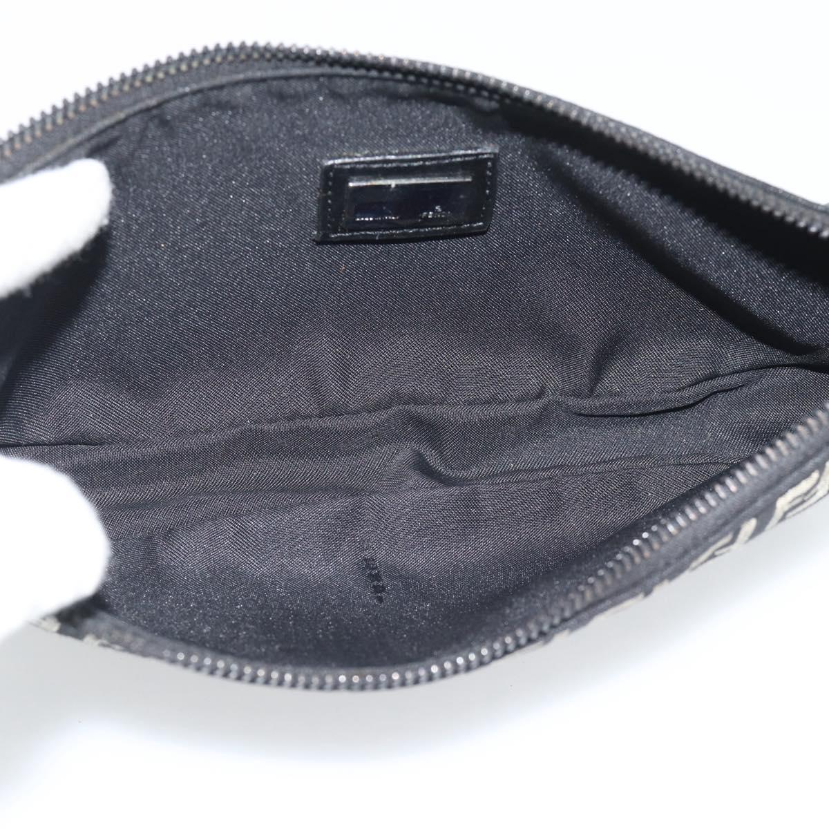 FENDI Zucchino Canvas Accessory Pouch Black Silver Auth 194342A