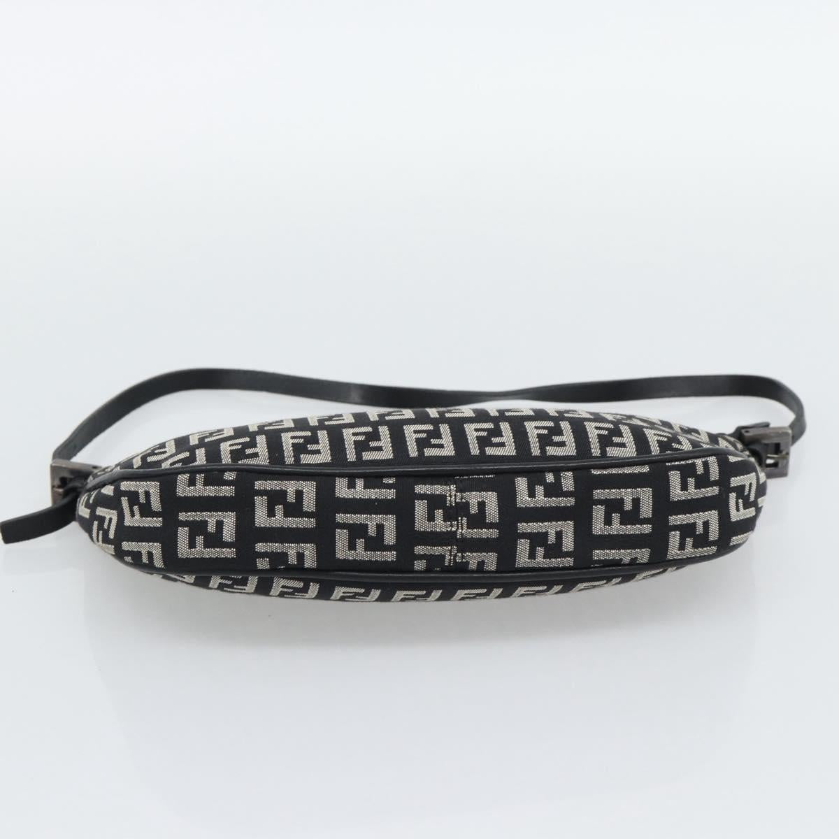 FENDI Zucchino Canvas Accessory Pouch Black Silver Auth 194342A