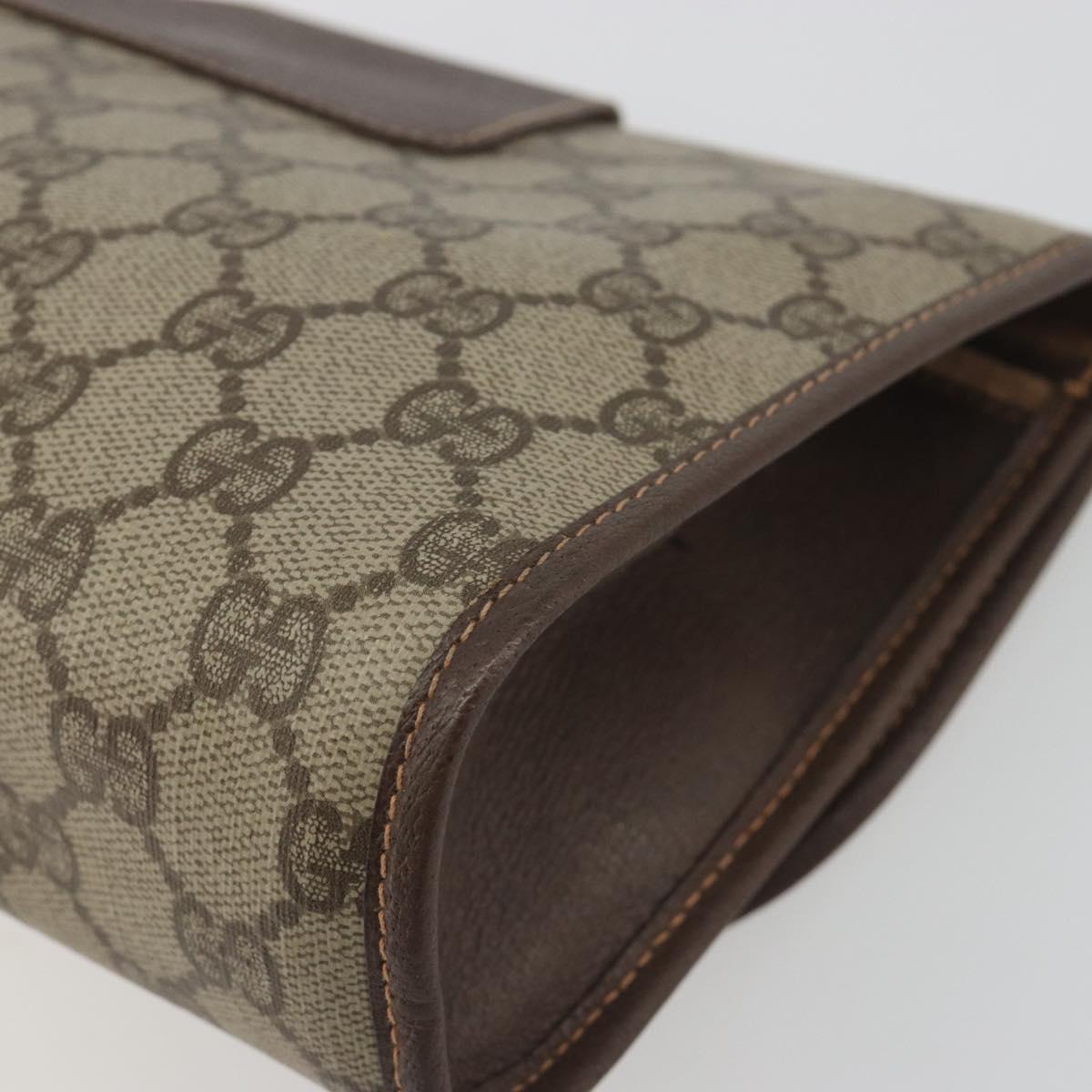 GUCCI GG Supreme Web Sherry Line Bag PVC Beige Gold 156 01 030 Auth 194344