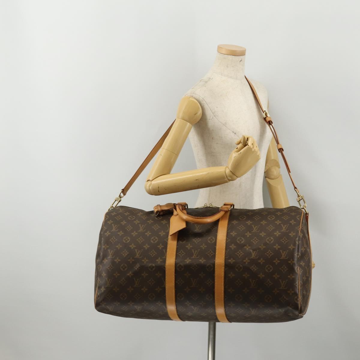 LOUIS VUITTON Monogram Keepall Bandouliere 55 Boston Bag M41414 LV Auth 194346V