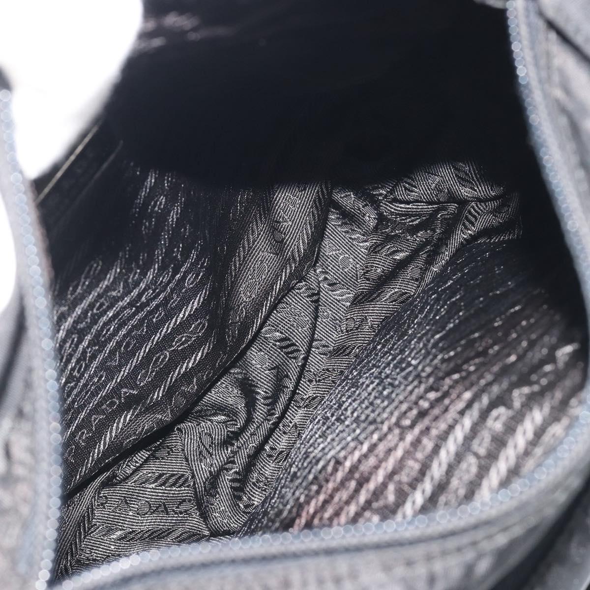 PRADA Shoulder Bag Nylon Black Silver Auth 194350A