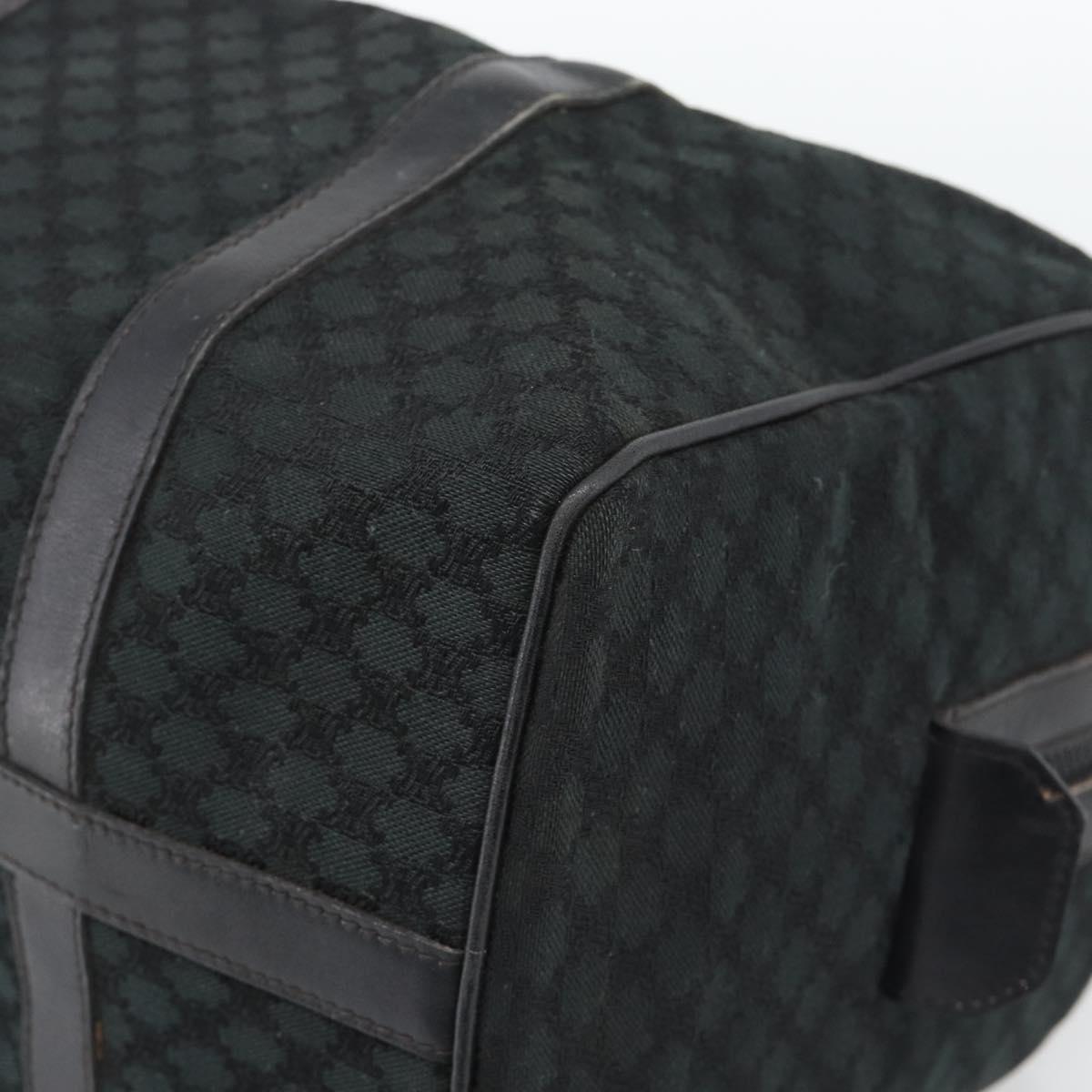 CELINE Macadam Canvas Boston Bag Black Gold Auth 194355