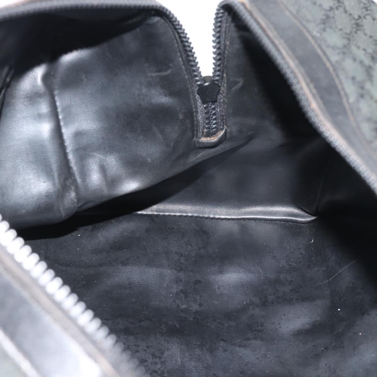 CELINE Macadam Canvas Boston Bag Black Gold Auth 194355