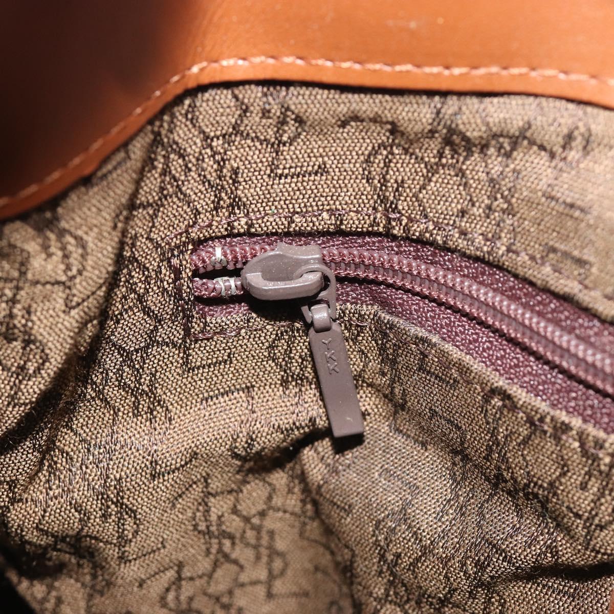 SAINT LAURENT Shoulder Bag PVC Canvas Brown Gold Auth 194356
