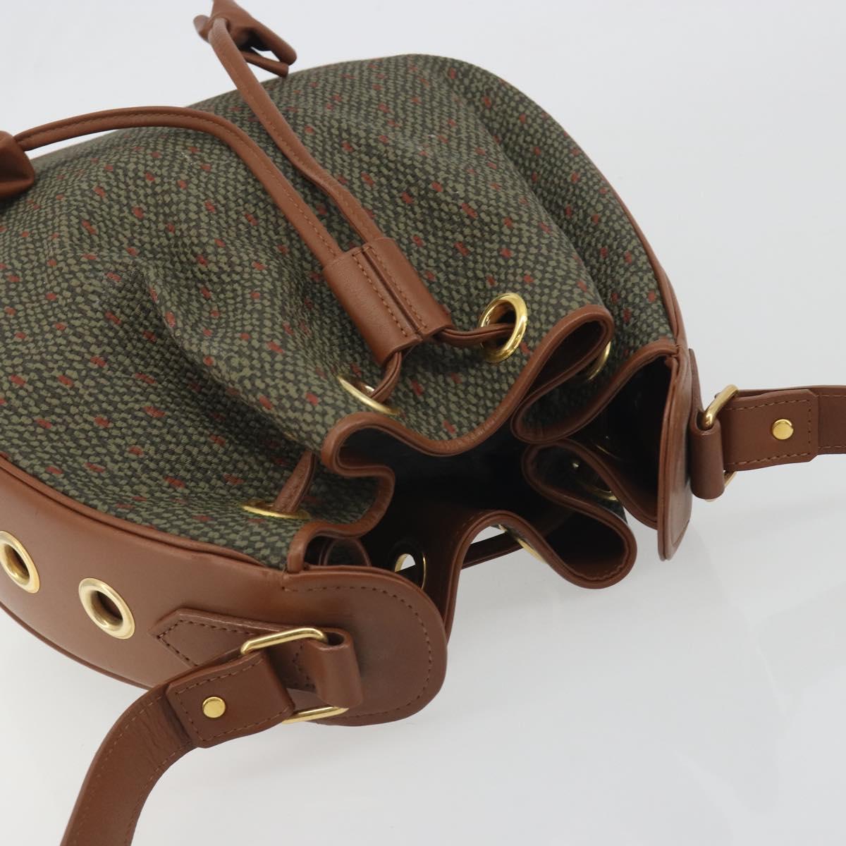 SAINT LAURENT Shoulder Bag PVC Canvas Brown Gold Auth 194356