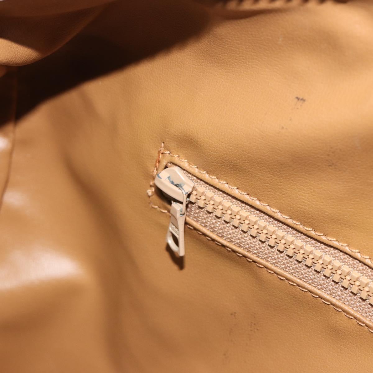 CELINE Macadam Canvas Boston Bag PVC Beige Gold Auth 194366