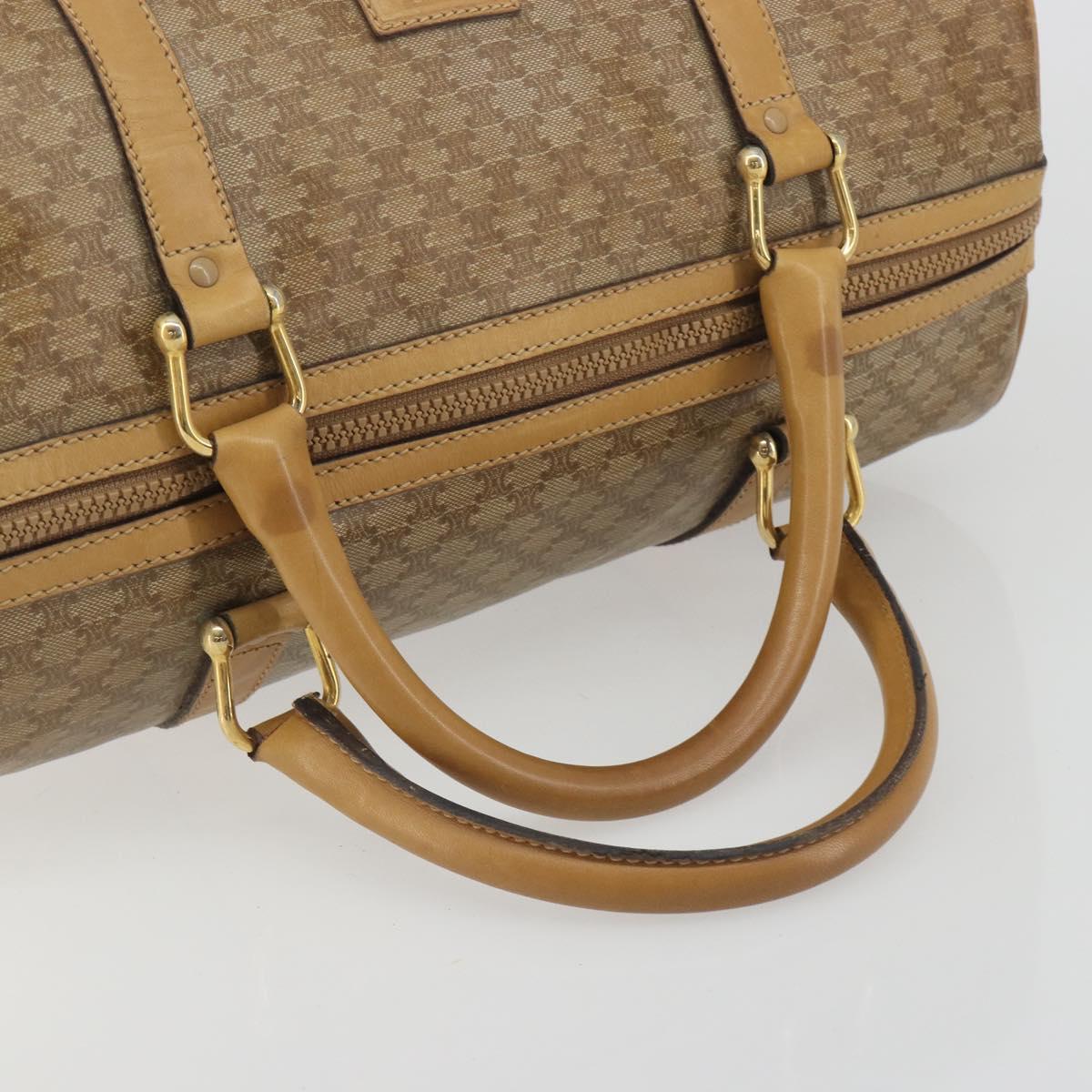 CELINE Macadam Canvas Boston Bag PVC Beige Gold Auth 194366