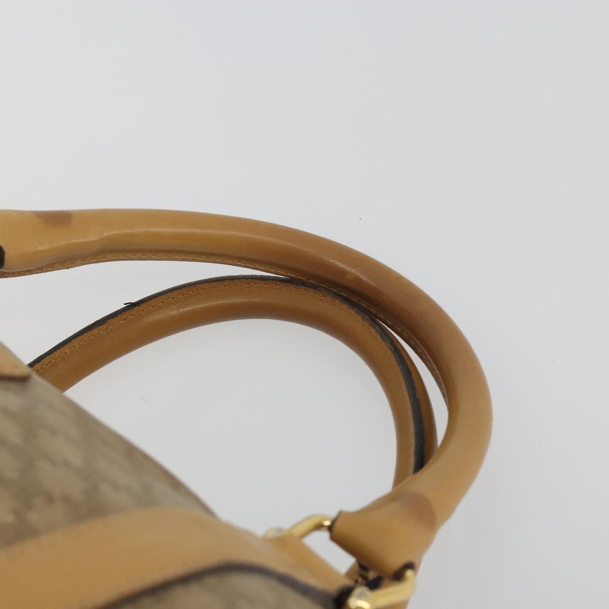 CELINE Macadam Canvas Boston Bag PVC Beige Gold Auth 194366