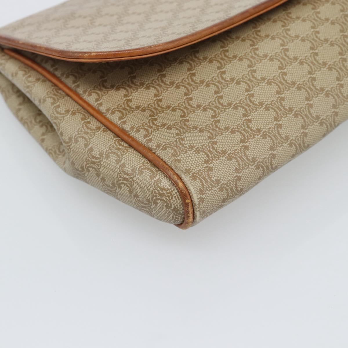 CELINE Macadam Clutch Bag PVC Beige Gold Auth 194369