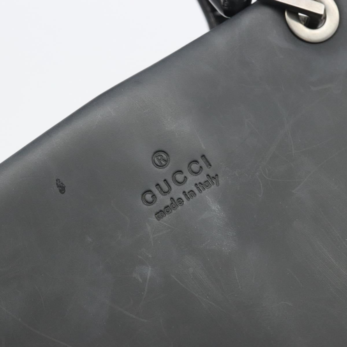 GUCCI Bamboo Tote Bag Leather 2way Black Silver 002 1016 Auth 194370