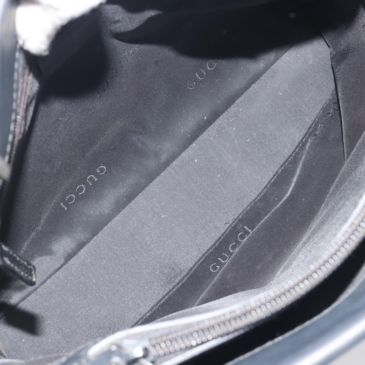 GUCCI Bamboo Tote Bag Leather 2way Black Silver 002 1016 Auth 194370