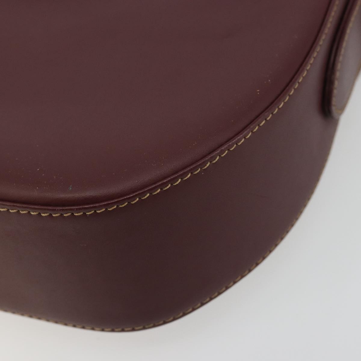 CARTIER Must Line Shoulder Bag Leather Bordeaux Gold Auth 194371A