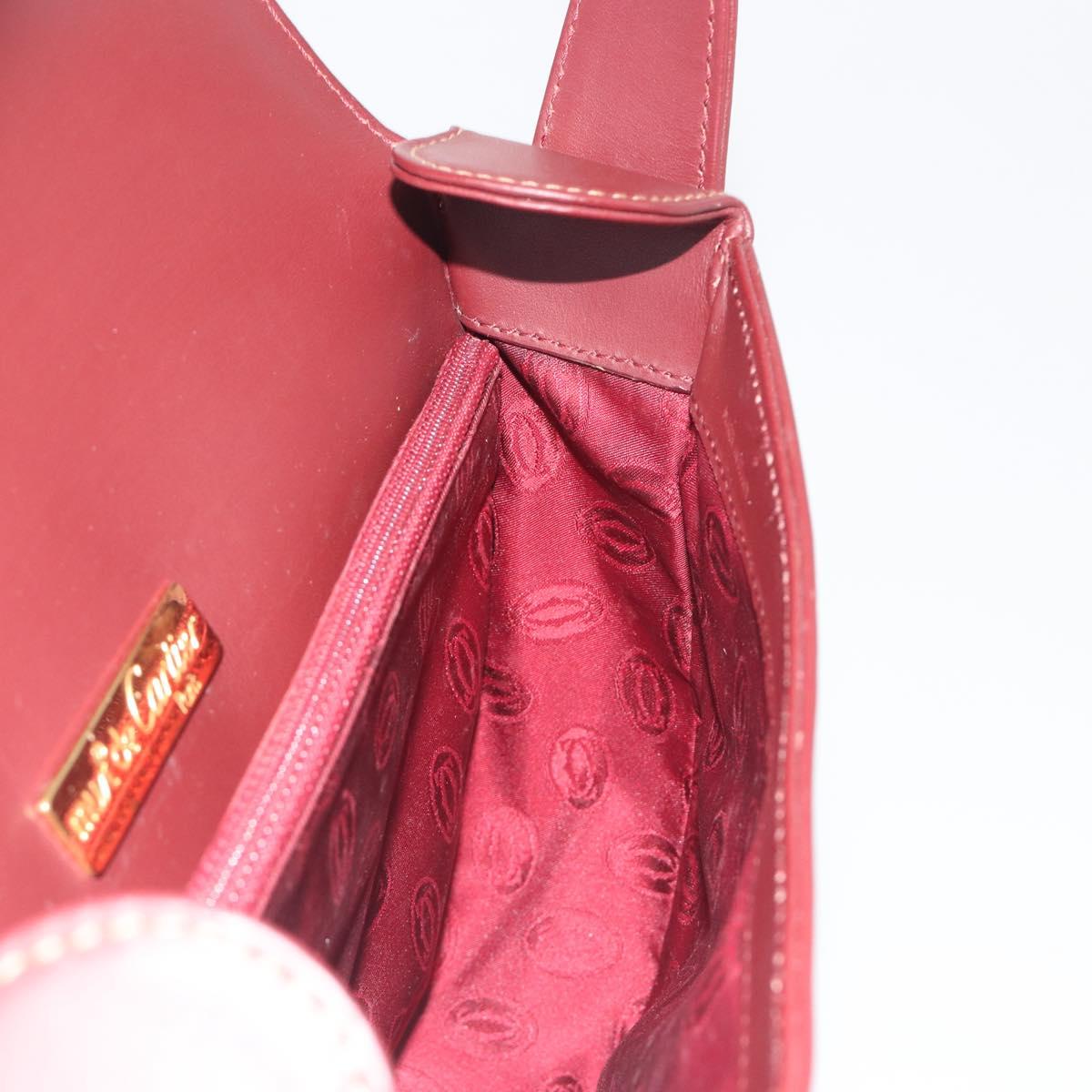CARTIER Must Line Shoulder Bag Leather Bordeaux Gold Auth 194371A