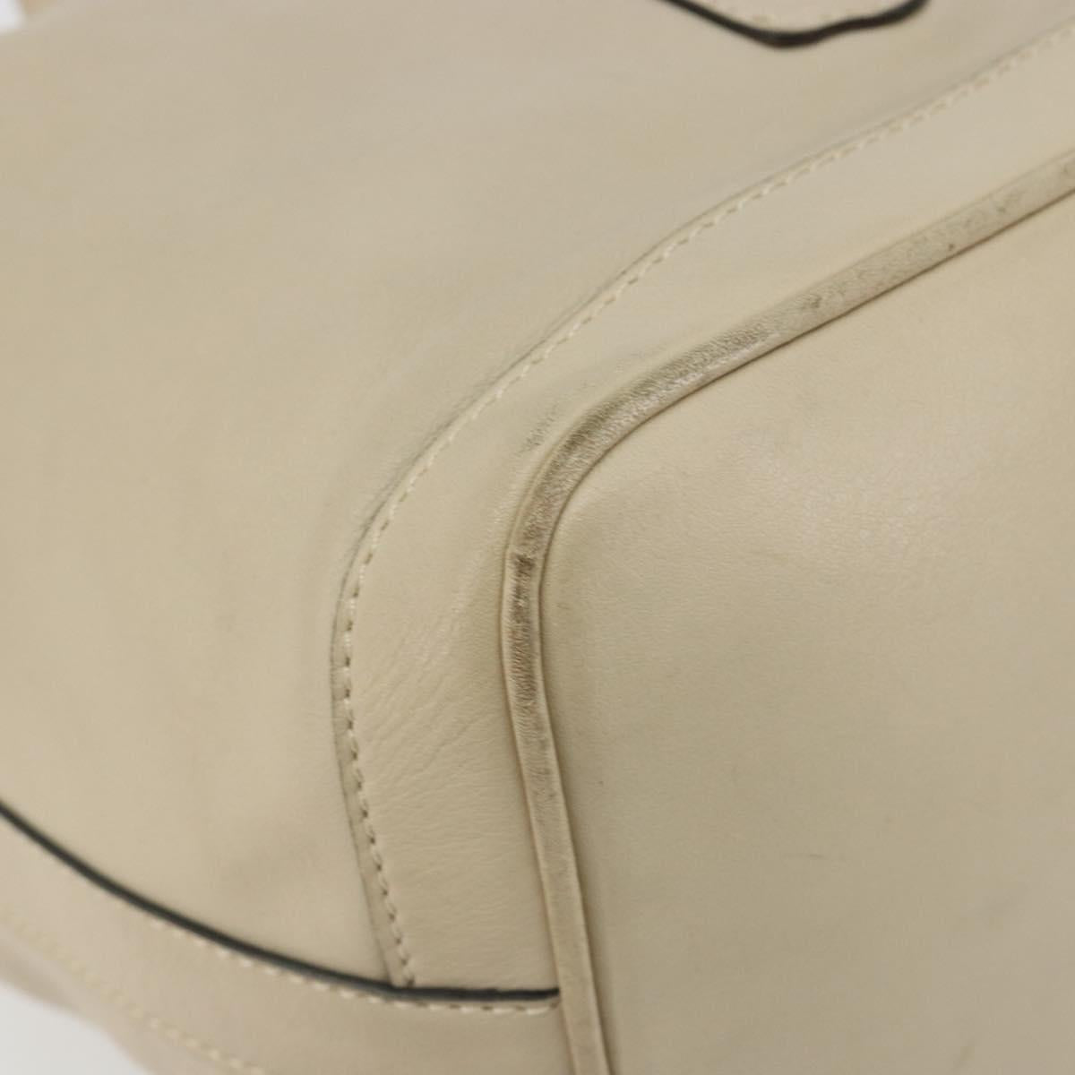 CELINE Shoulder Bag Leather Beige Gold Auth 194372