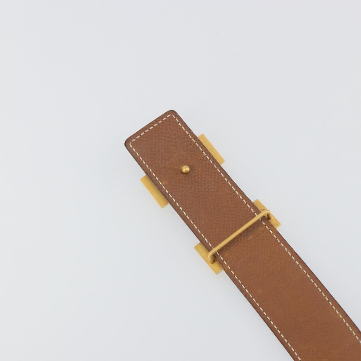 HERMES Constance H Belt Leather 31.9"" Black Gold Auth 194379